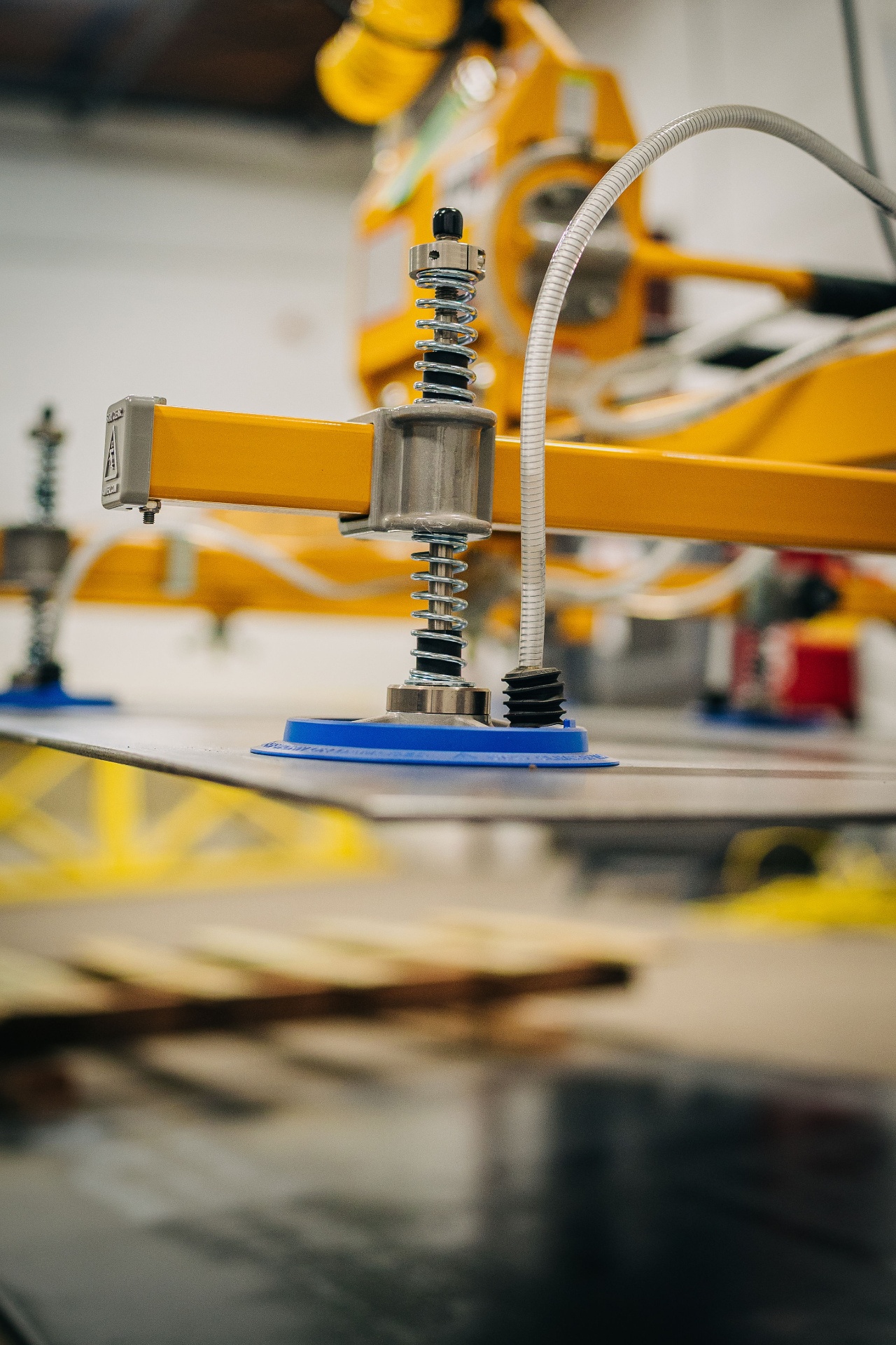 In-house production welding fixture on the shop floor