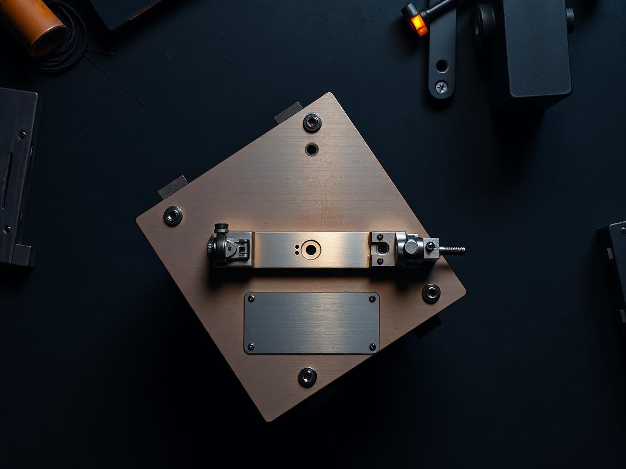 In-house production welding fixture on the shop floor